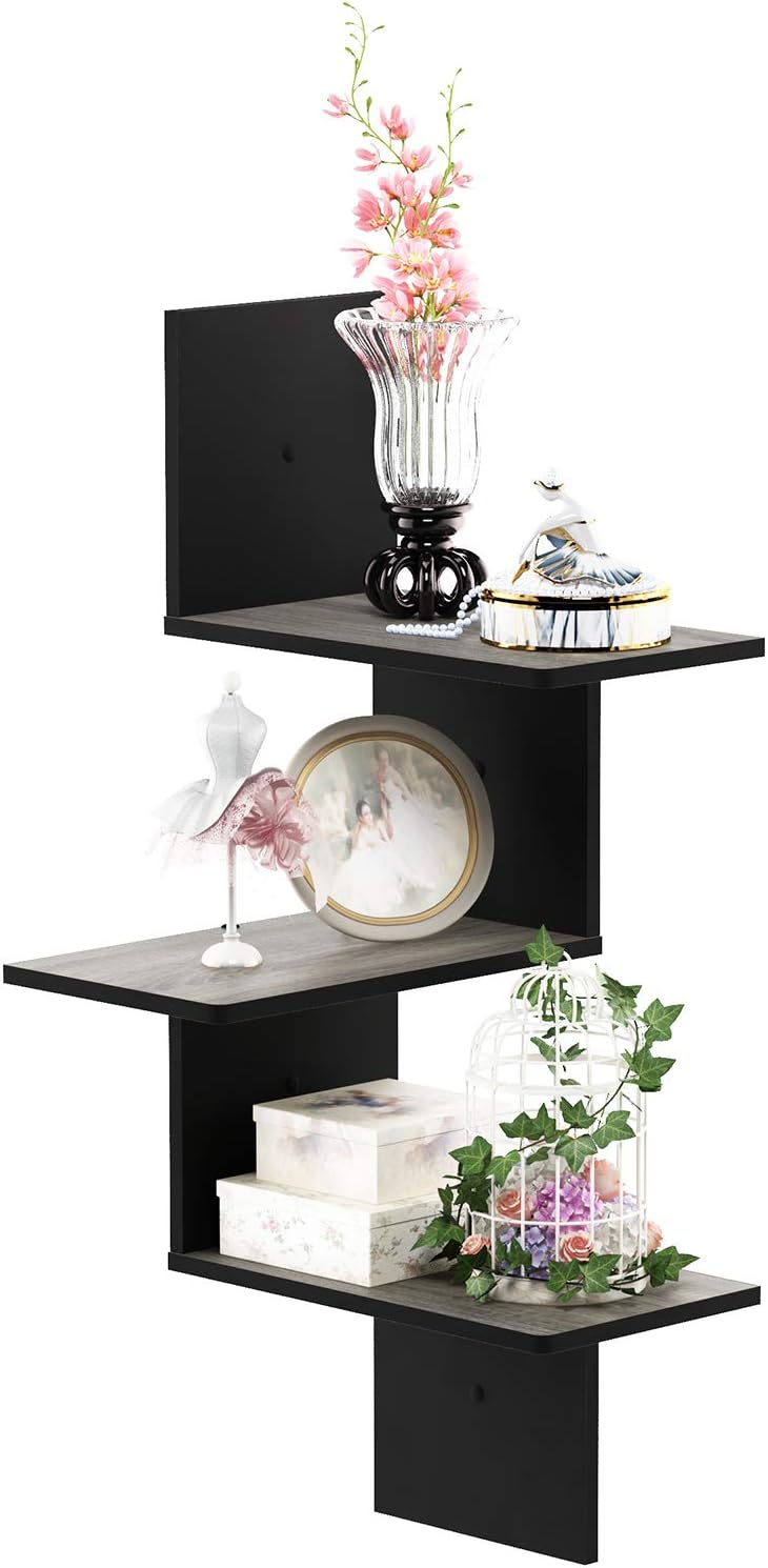 Furinno Rossi 3-Tier Rectangle Wall Shelves