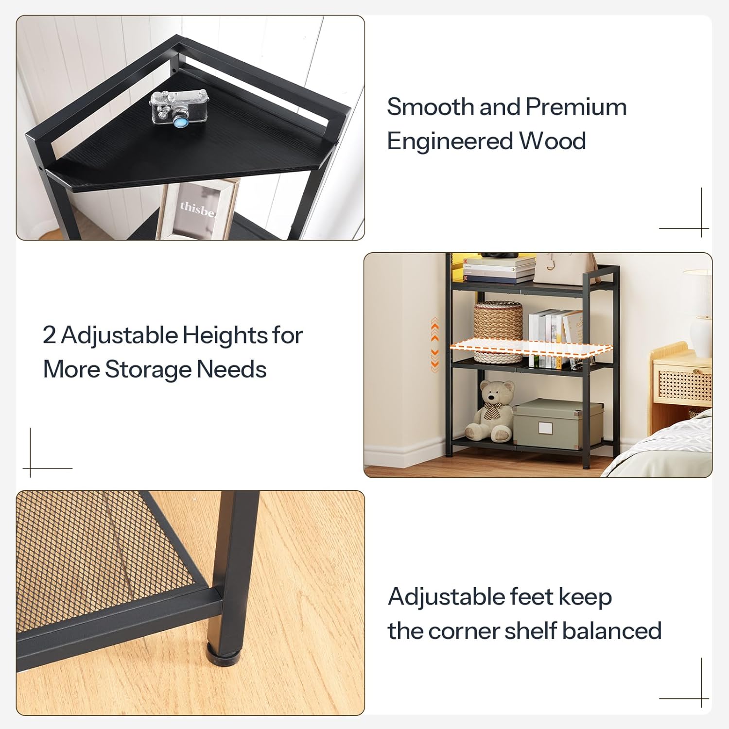 HOOBRO 5-Tier Corner Shelf with LED Light
