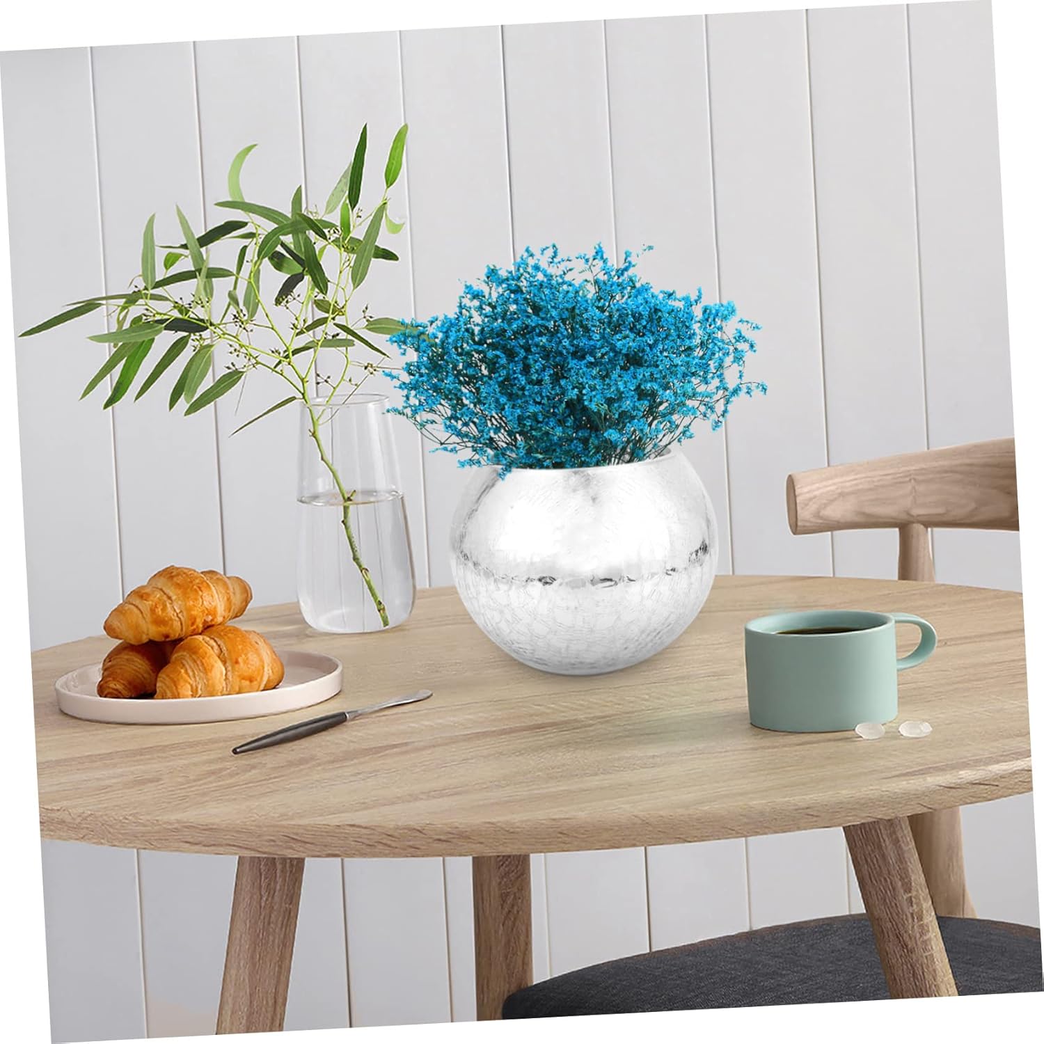 Glass Bubble Bowl Silver Vase For Centerpieces