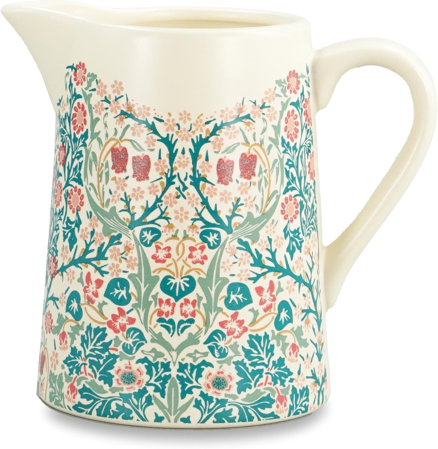 Blackthorn Teal Pink Ivory Ceramic Pitcher by John H Dearle