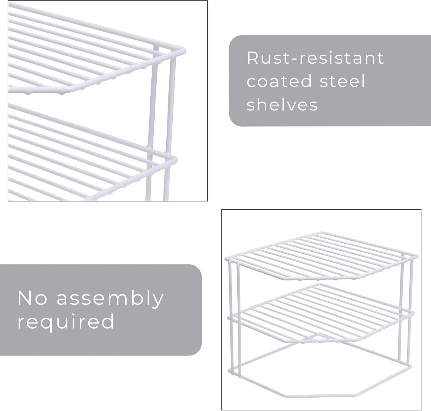 Smart Design 3-Tier Kitchen Corner Shelf Rack - White