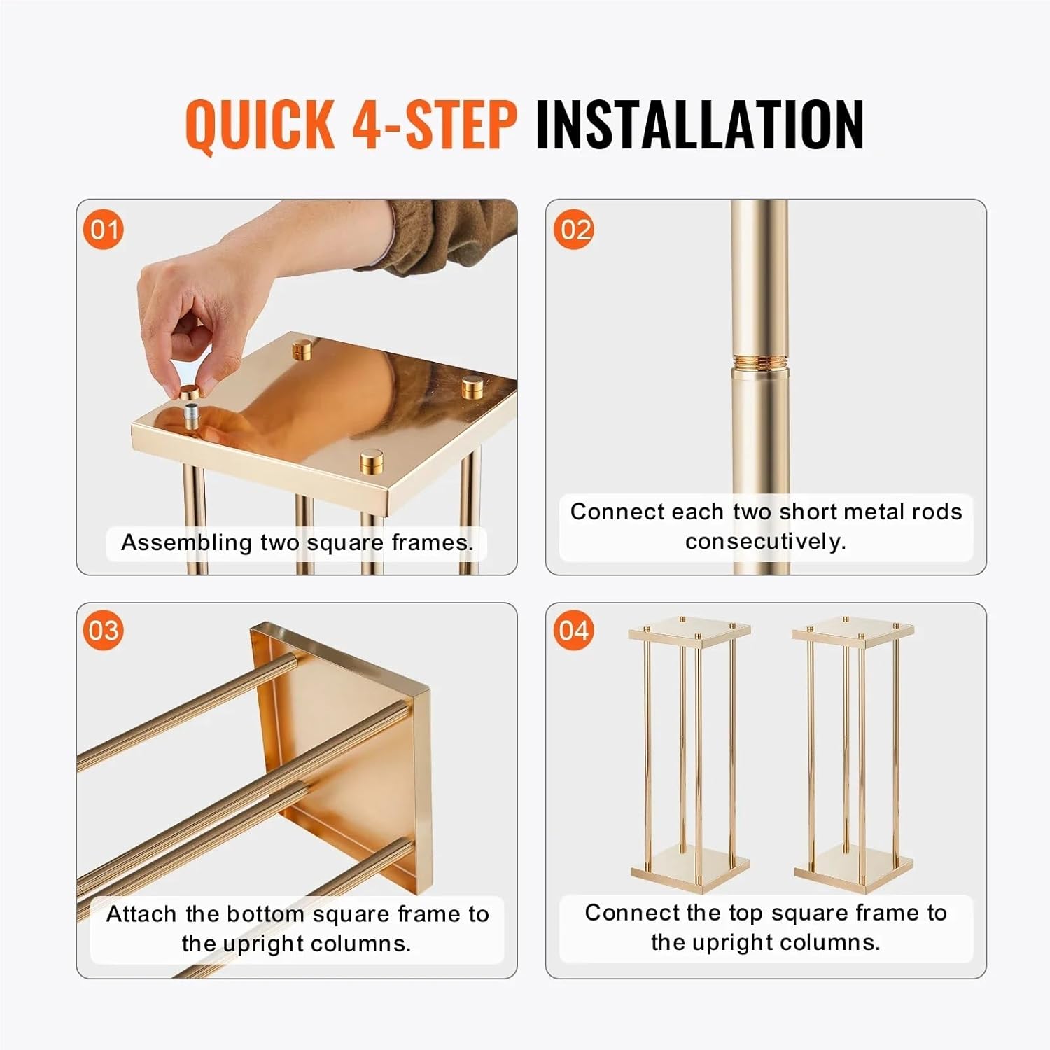 Gold Metal Column Wedding Flower Stand 80cm 2pcs