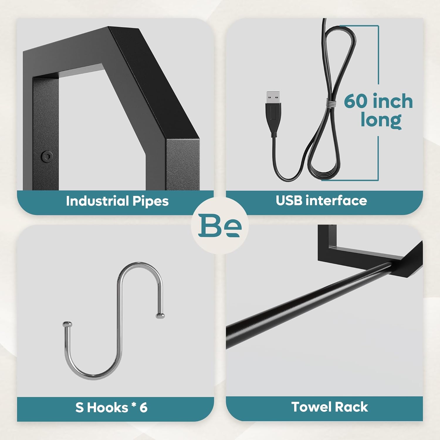 Bestier LED Floating Shelves 34 Inch Industrial Style
