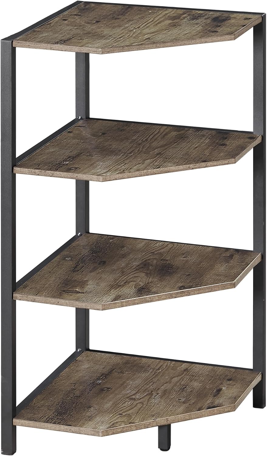 VECELO 4 Tier Corner Shelf Stand Grey 31 Tall