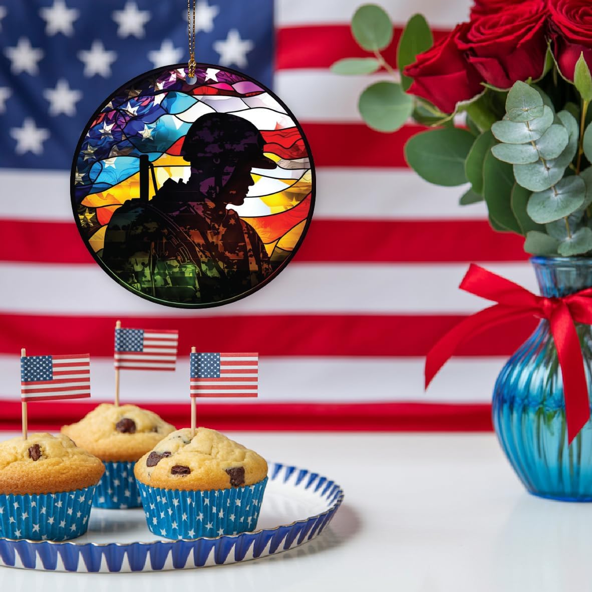 American Hero Soldier Acrylic Ornament 4 Inch