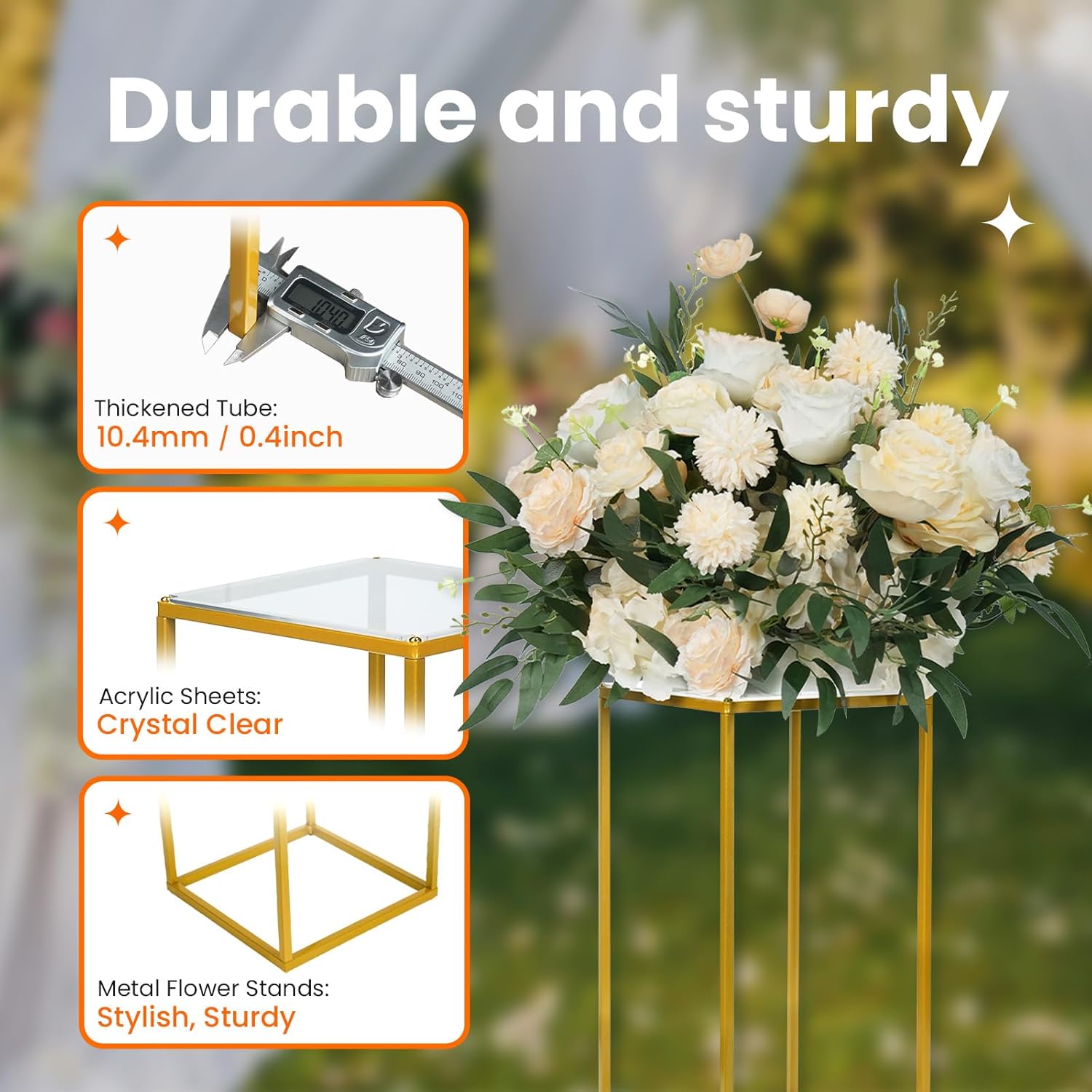 YALLOVE 2 Pack 1575 Inch Gold Wedding Flower Stand
