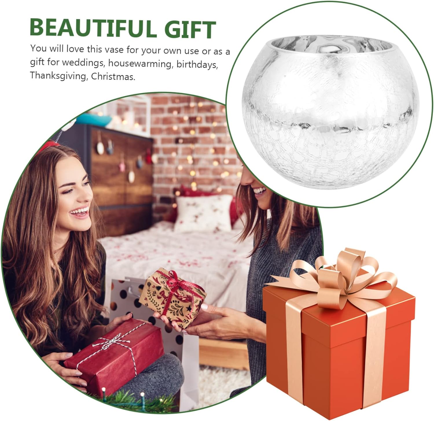 Glass Bubble Bowl Silver Vase For Centerpieces