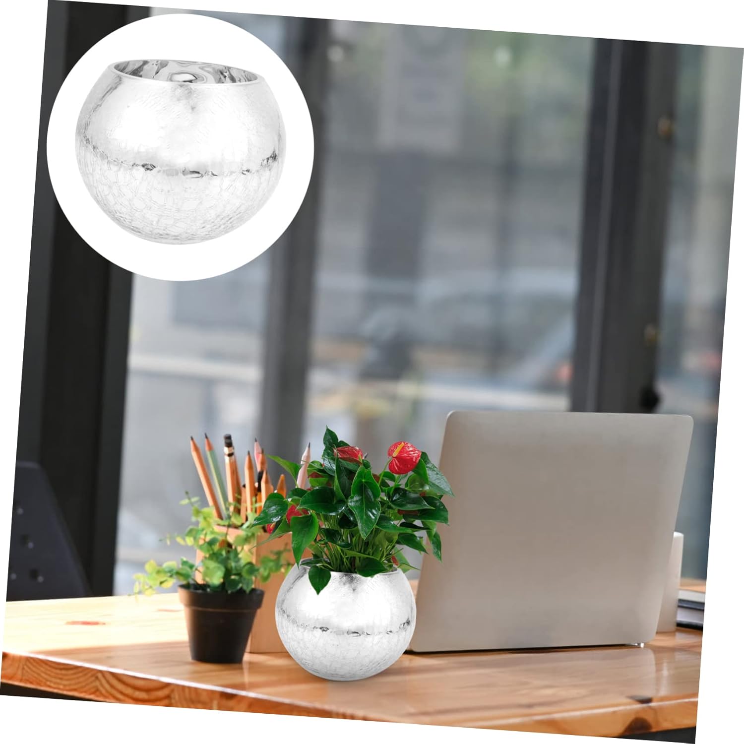 Glass Bubble Bowl Silver Vase For Centerpieces