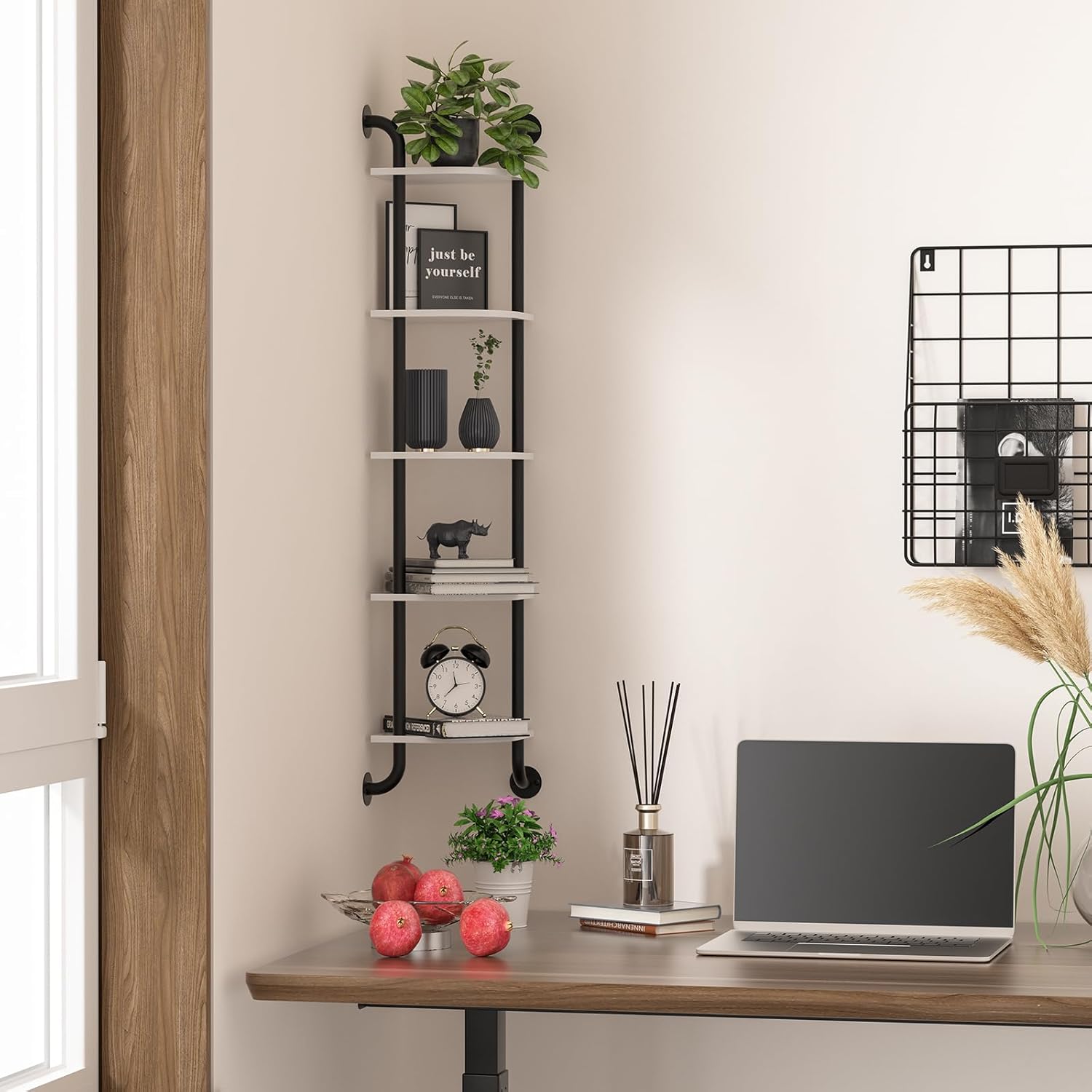 Tinpin 5-Tier Corner Wall Shelf White