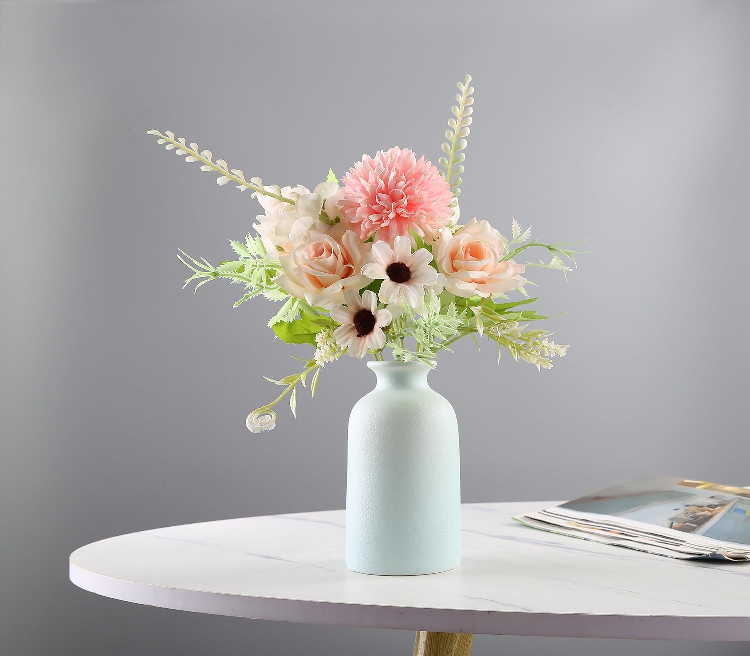 Blue Small Ceramic Vase for Home Decor and Centerpieces