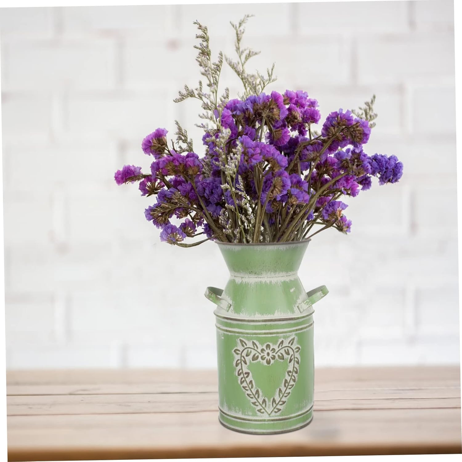Rustic Dark Green Iron Flower Bucket Vase