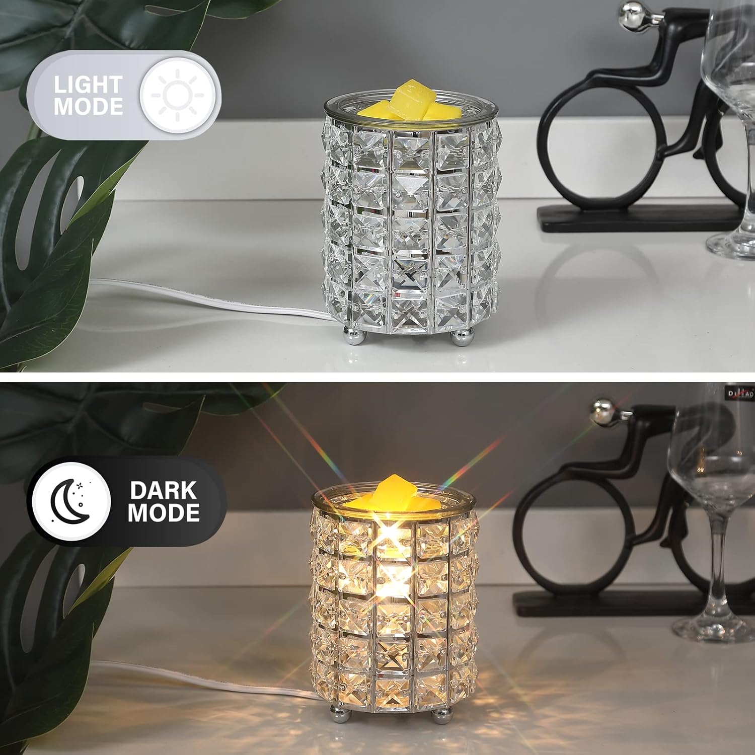 Leyoue Wrought Iron Crystal Wax Melt Warmer Electric Oil Burner