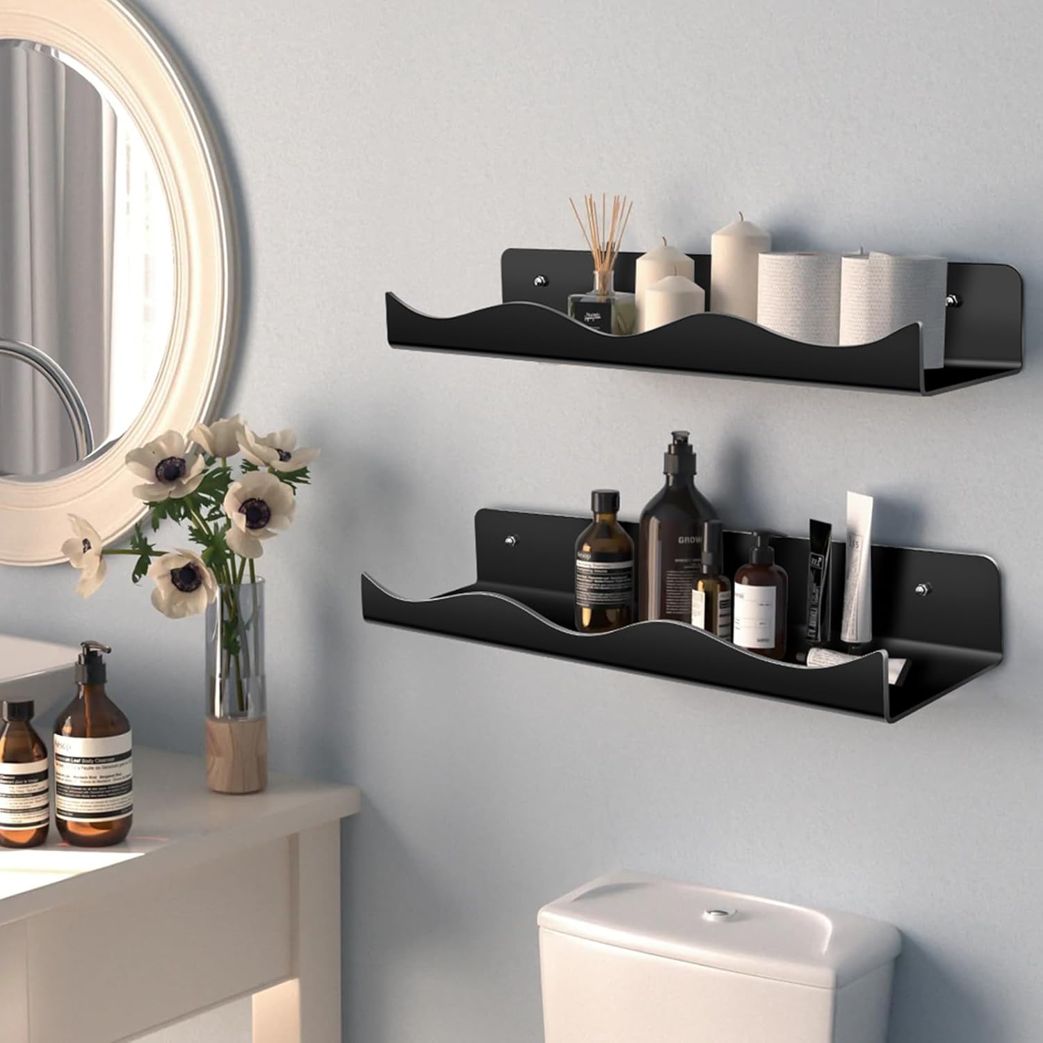 15 Inch Iridescent Acrylic Floating Shelves for Home Decor