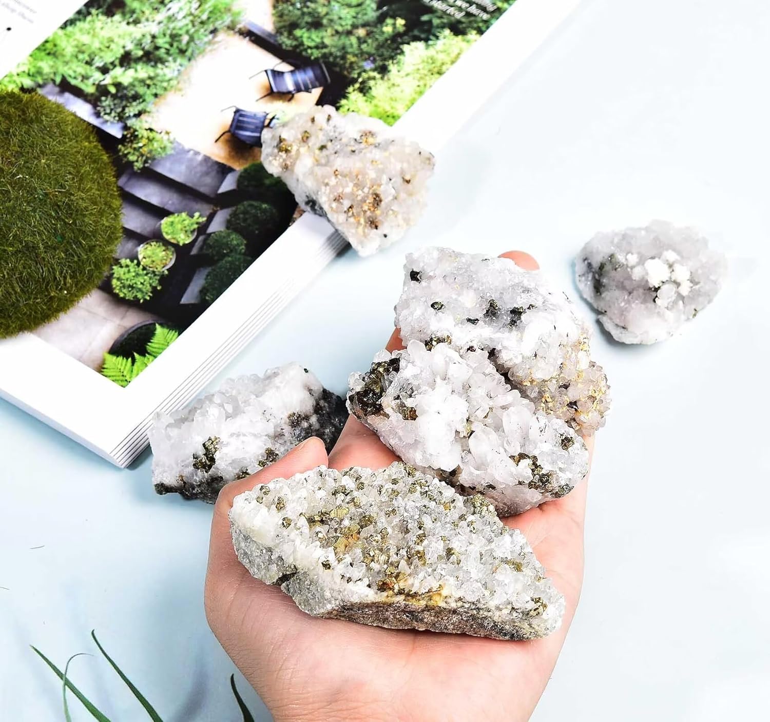 VIZYTOU Natural Chalcopyrite and White Crystal Stone Set 10 LBS