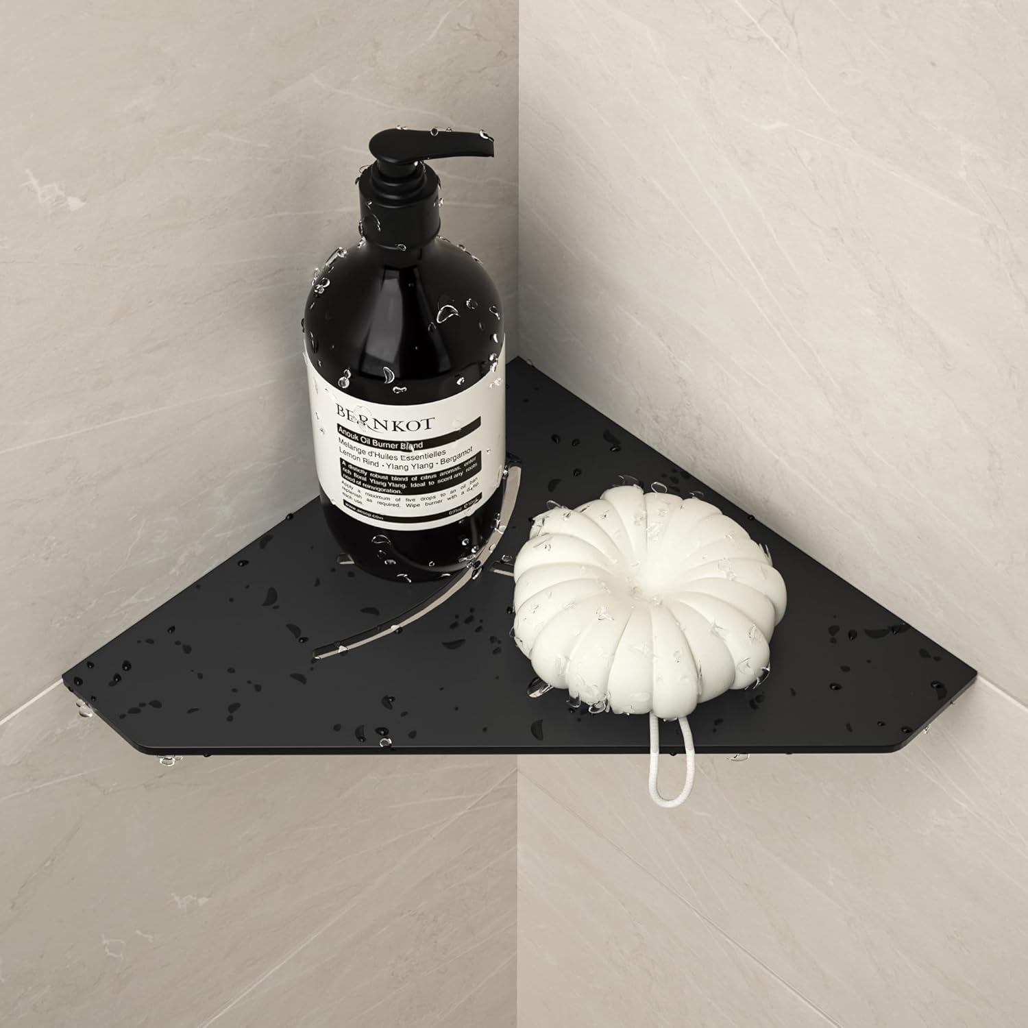 Corner Shower Shelf Matte Black 304 Stainless Steel No Drilling