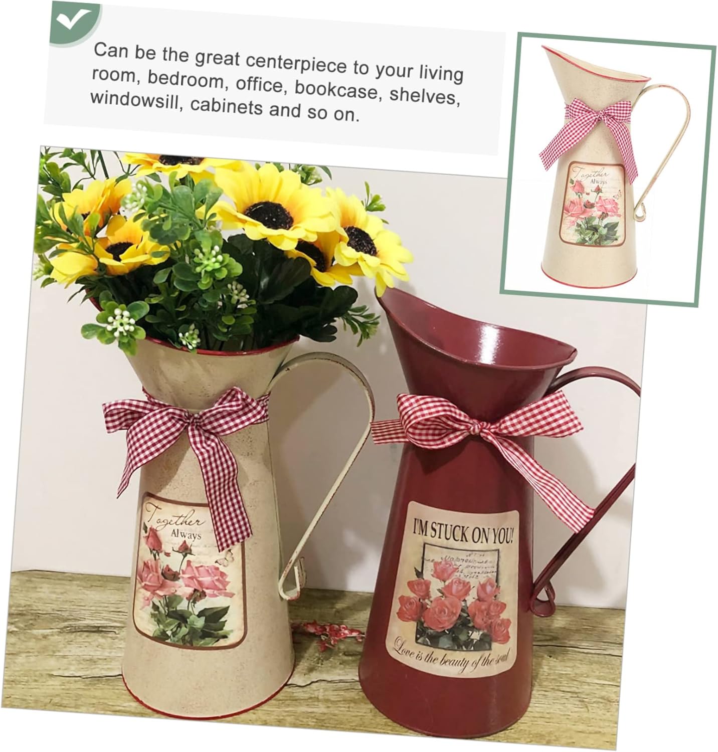 Rustic Metal Flower Bucket Vase for Home Decor 1