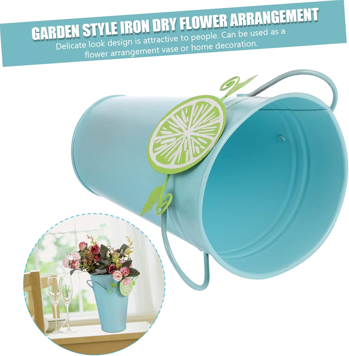 Rural Style Iron Flower Pot Bucket for Home Decor