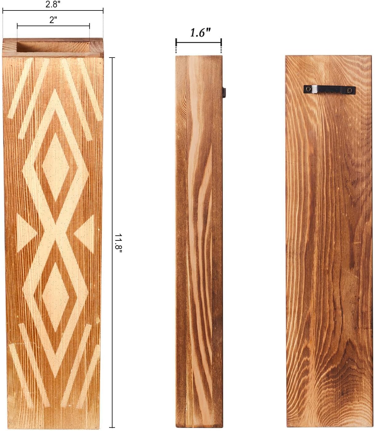 3-Pack Wooden Wall Vases for Fake Plants and Dried Flowers