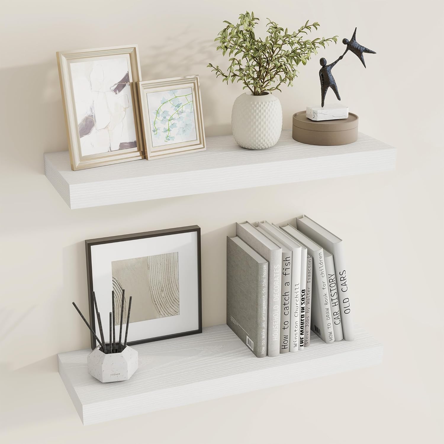 Dreamland 24 Inch Floating Shelves Set of 2 White