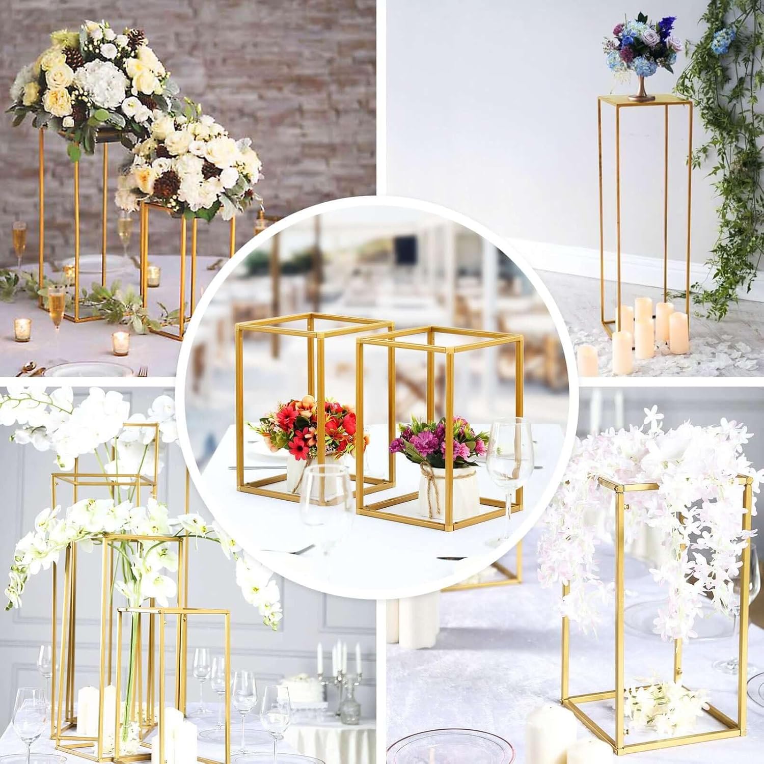 Efavormart 2 Pack 40 Inch Matte Gold Metal Flower Stand