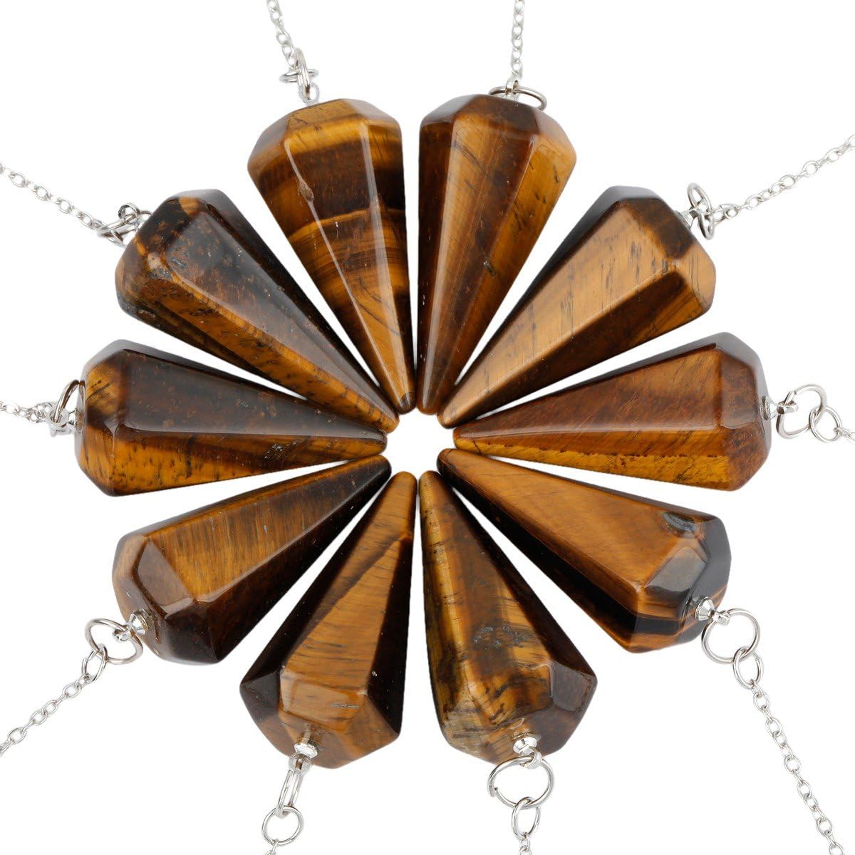 SUNYIK Natural Tigers Eye Pendulum for Dowsing and Reiki