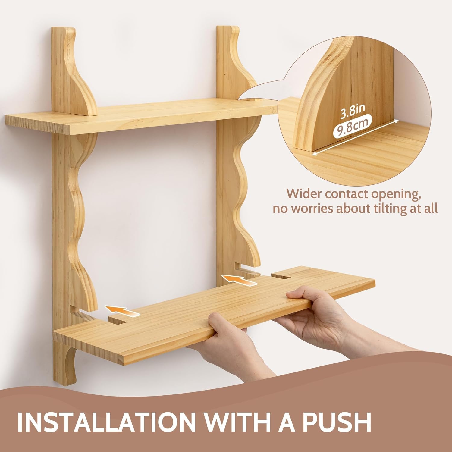 Mazjoaru 24 Inch Pine Wood Floating Shelf Unit