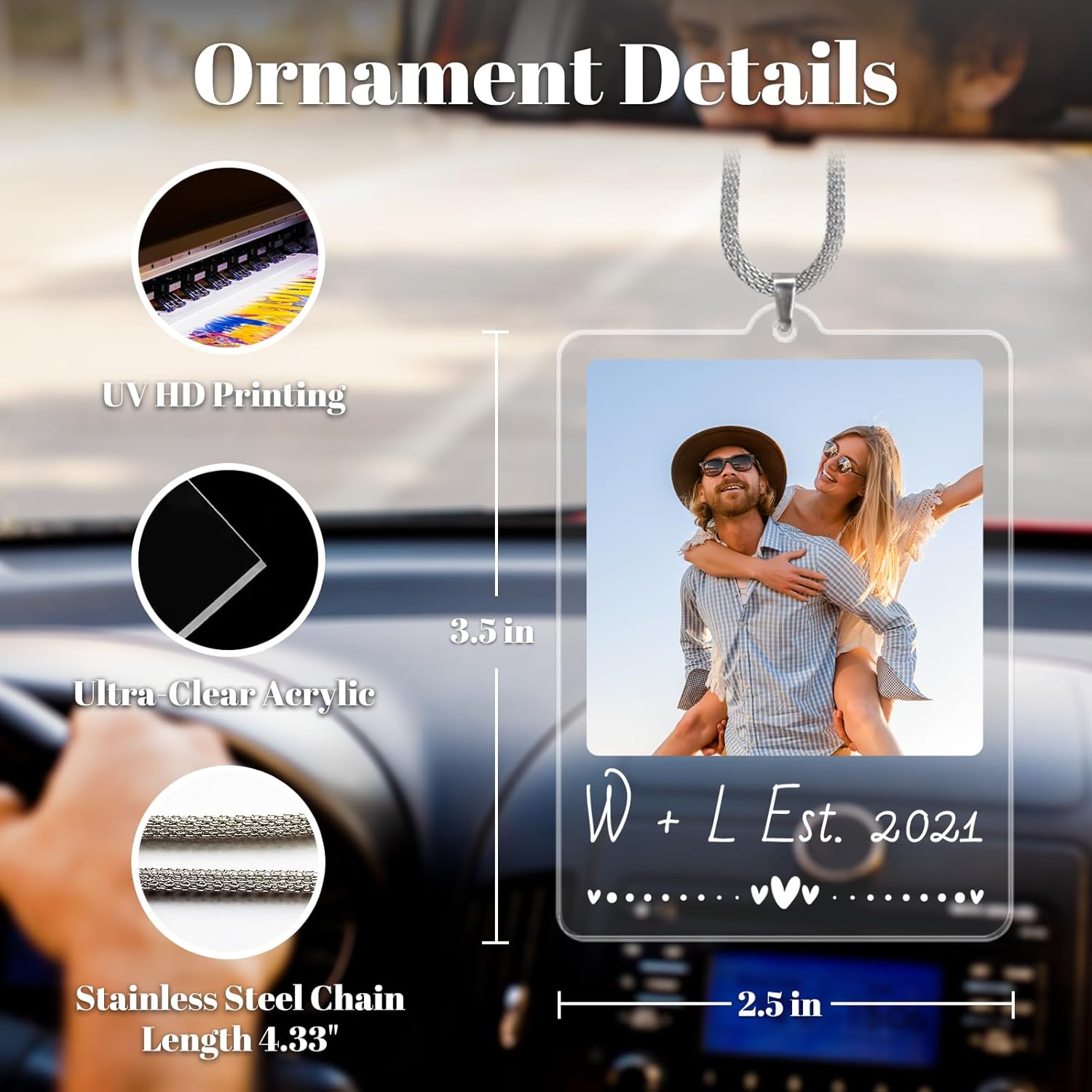 Custom Photo Car Mirror Hanging Ornament