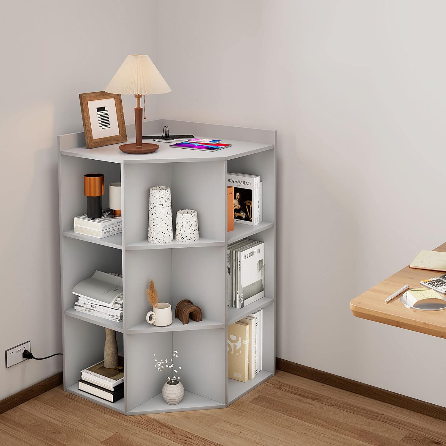 HedoAjim Corner Cabinet with USB and Outlets
