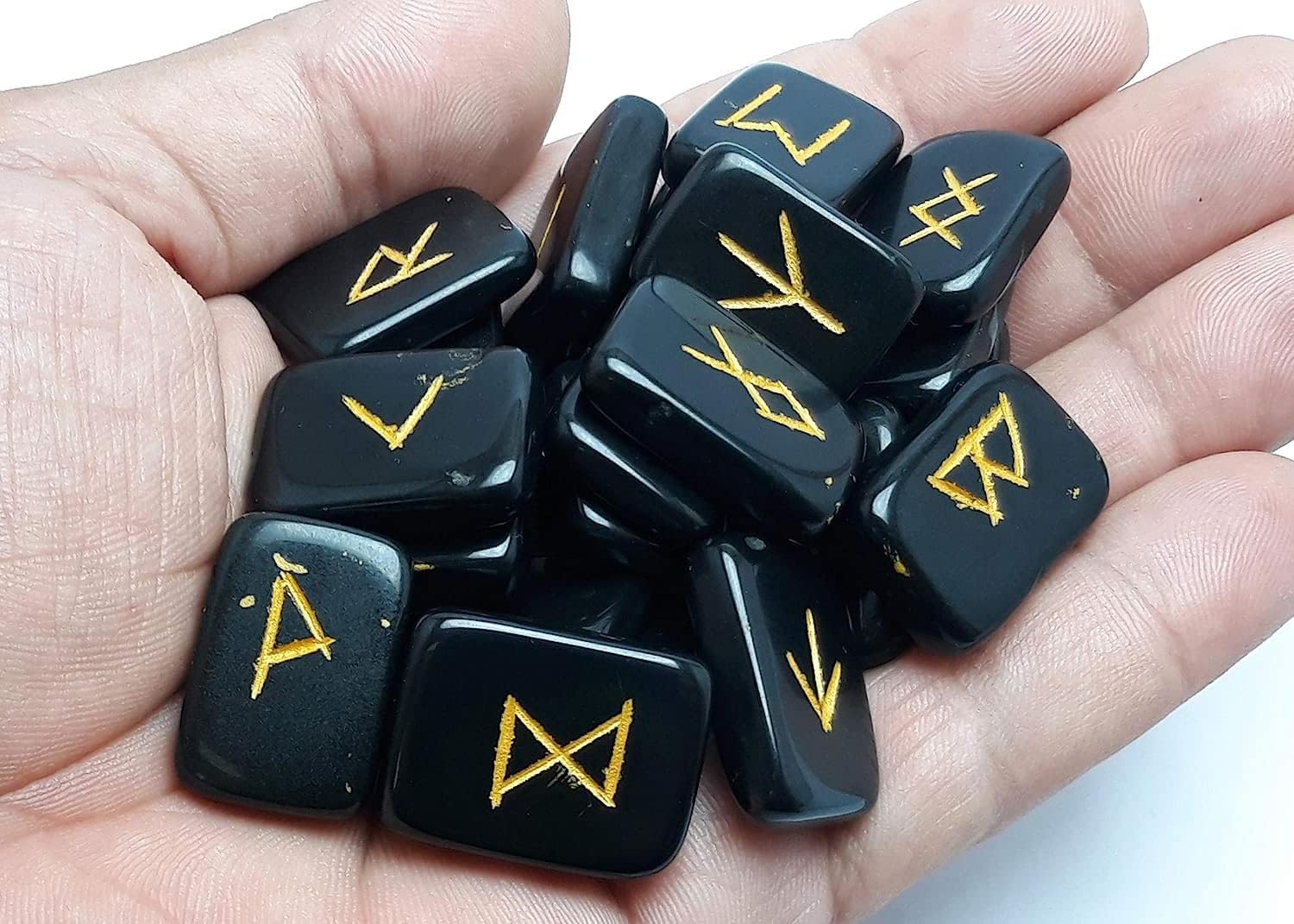 Natural Gemstone Runes Set 25pcs Polished Crystal Healing Symbols