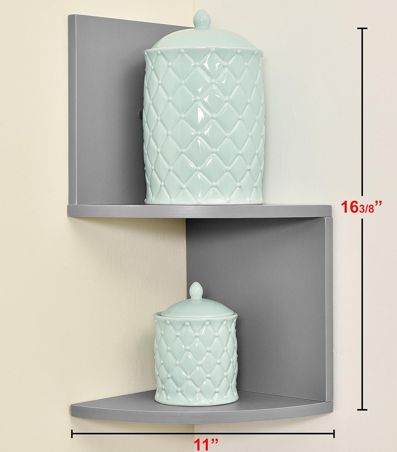 Greenco Corner Shelf 2 Tier Floating Shelves Gray