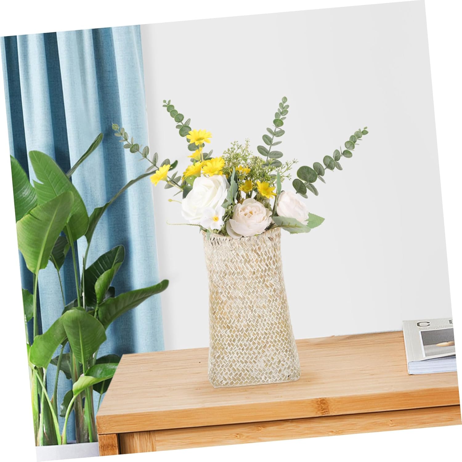 Seagrass Woven Flower Vase for Home Office Decor