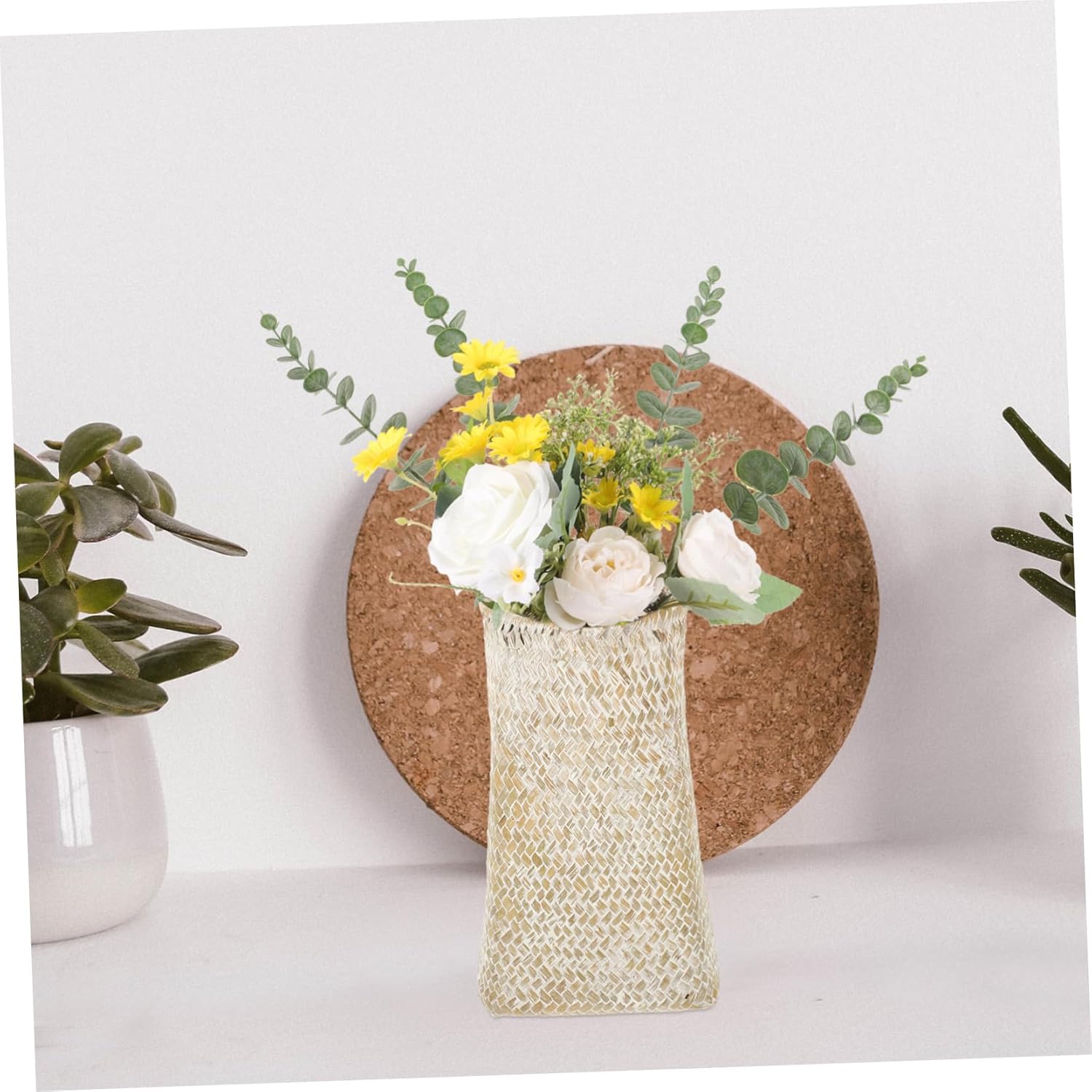 Seagrass Woven Flower Vase for Home Office Decor