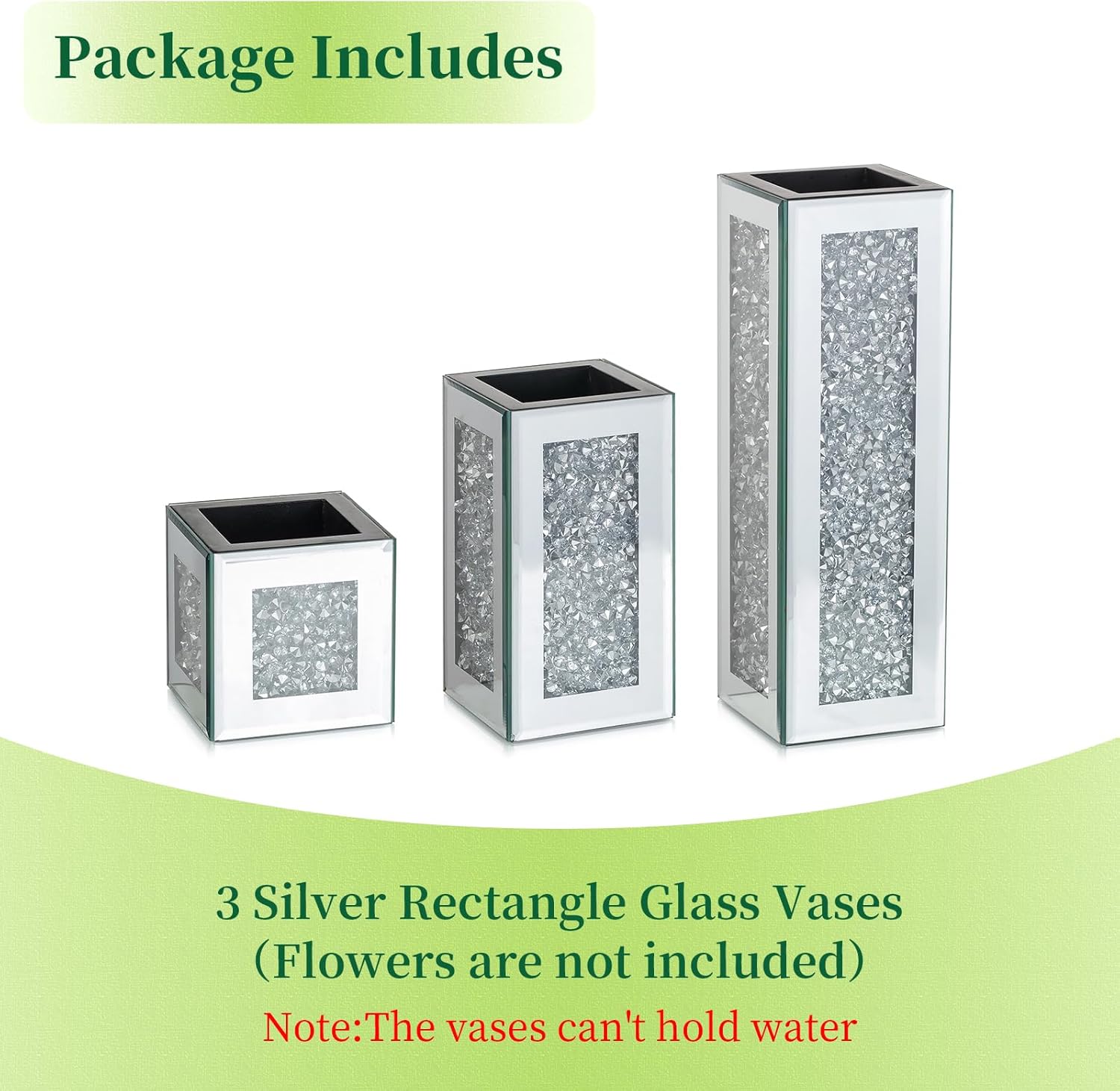 Hewory Tall Silver Mirror Vase for Centerpieces