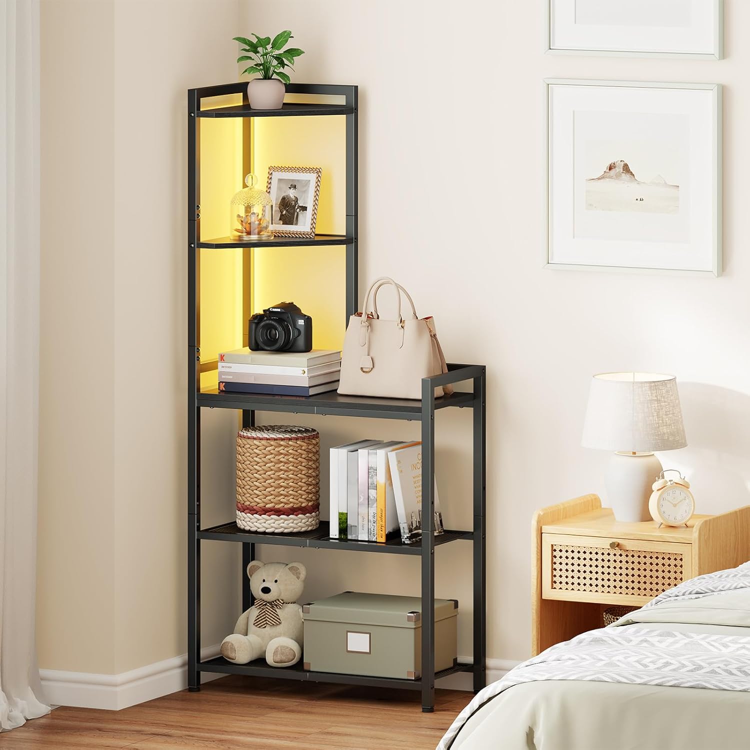 HOOBRO 5-Tier Corner Shelf with LED Light