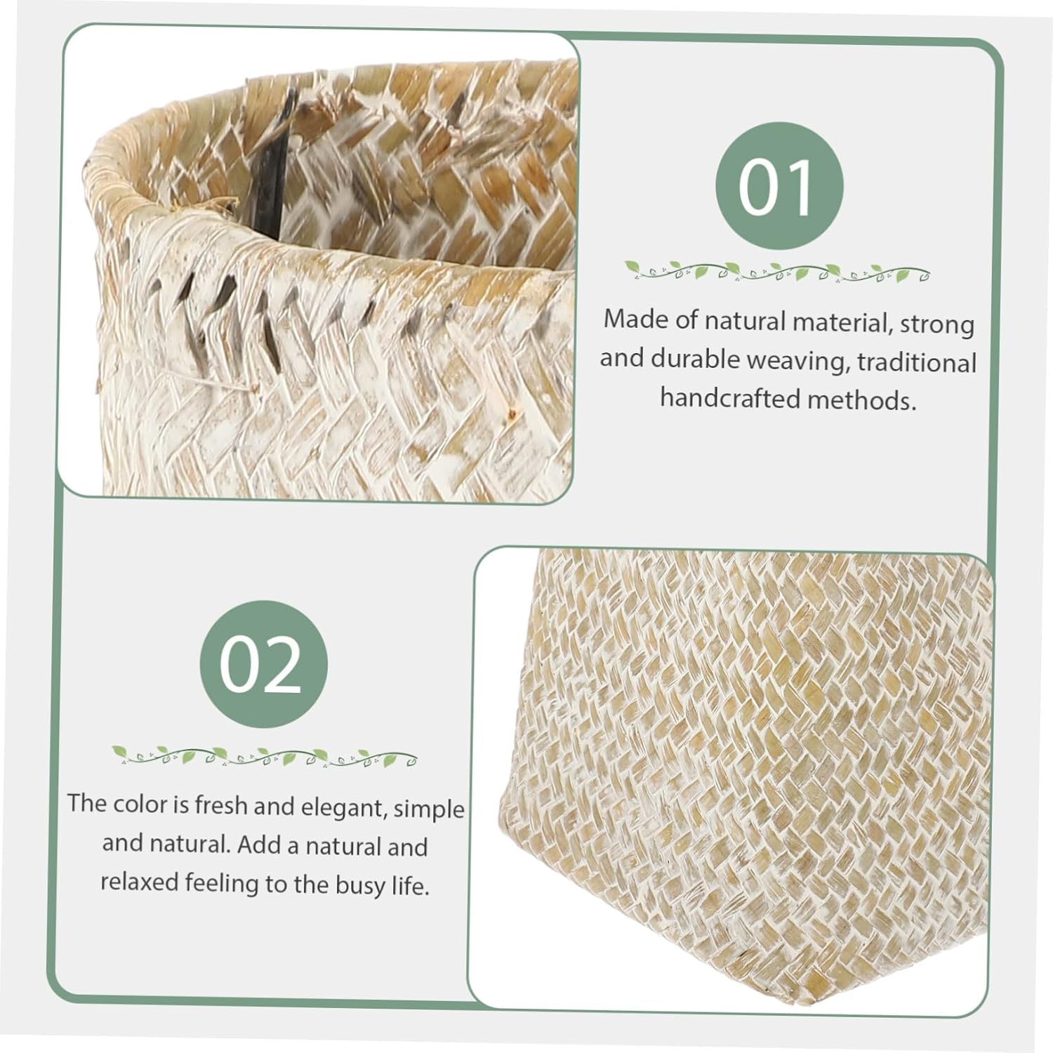 POPETPOP Seagrass Woven Vase for Dried Flowers