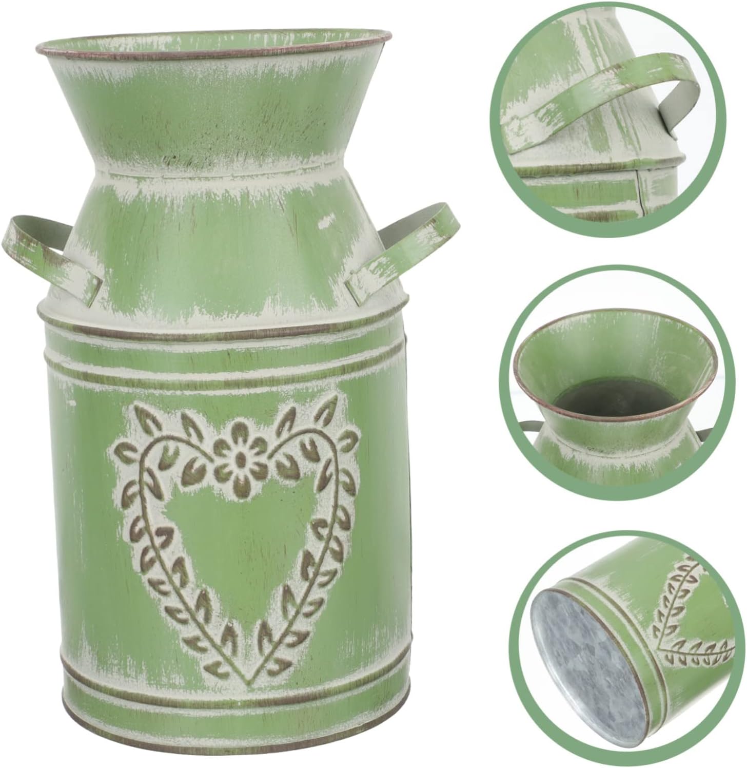 Rustic Dark Green Iron Flower Bucket Vase