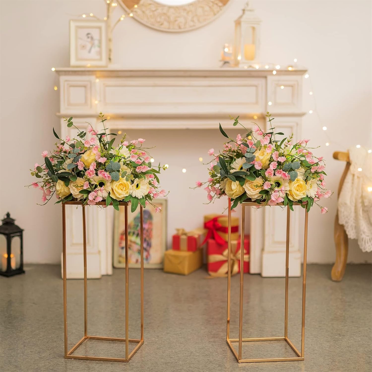 Modern Geometric Gold Wedding Centerpiece Vase 236in Metal Stand
