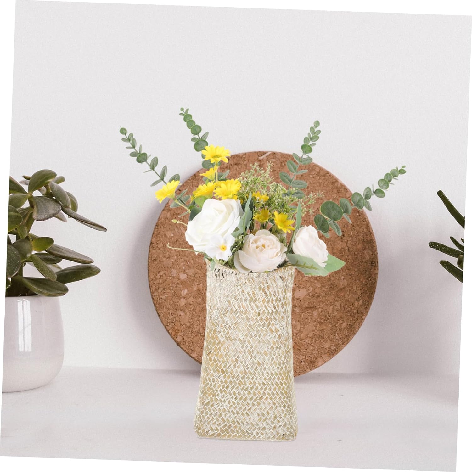 POPETPOP Seagrass Woven Vase for Dried Flowers