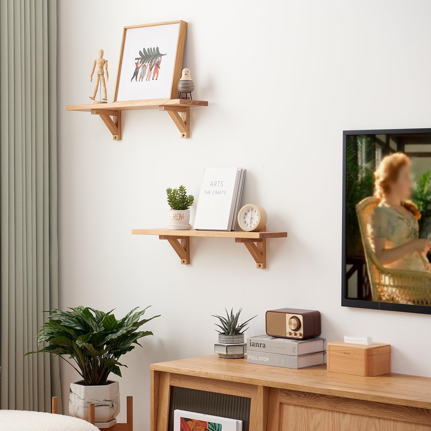 Natural Oak Floating Shelf 32 Inches Wall Mount