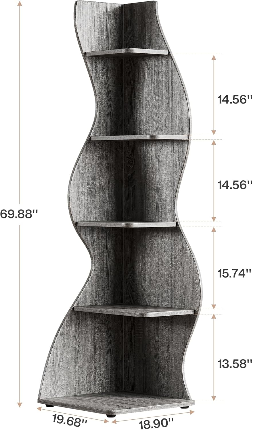 Tribesigns Wavy Corner Shelf Set of 2 Gray