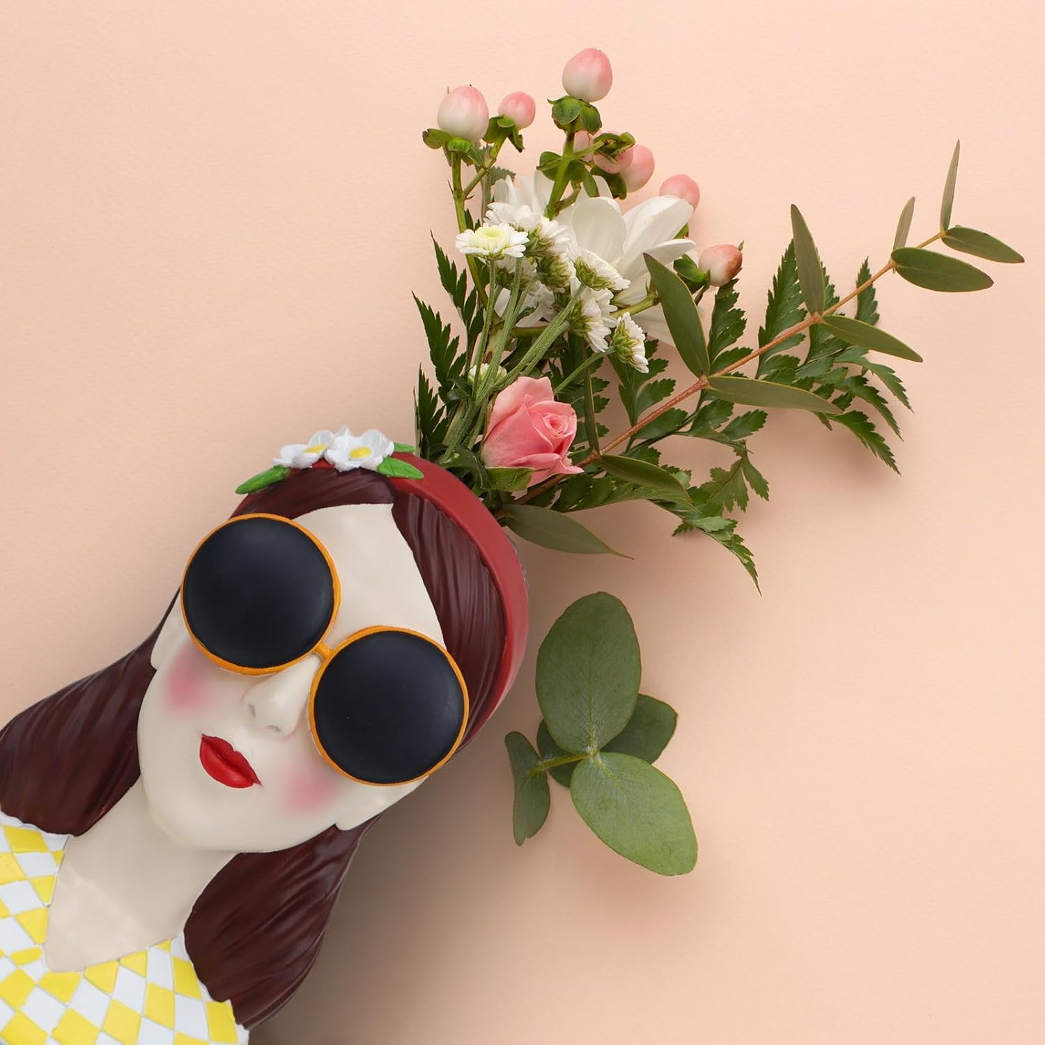 Artistic Girl Resin Flower Vase Vibrant Tulip Rose