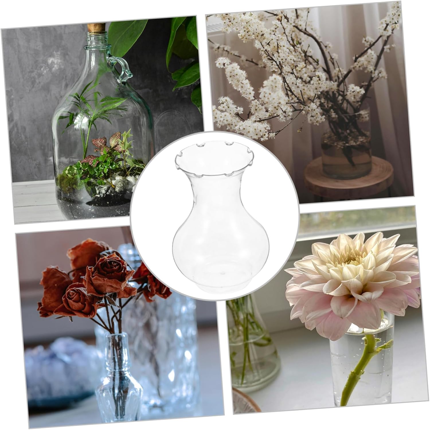 POPETPOP 4pcs Clear Hydroponic Vases for Indoor Plant Propagation Wedding Centerpieces
