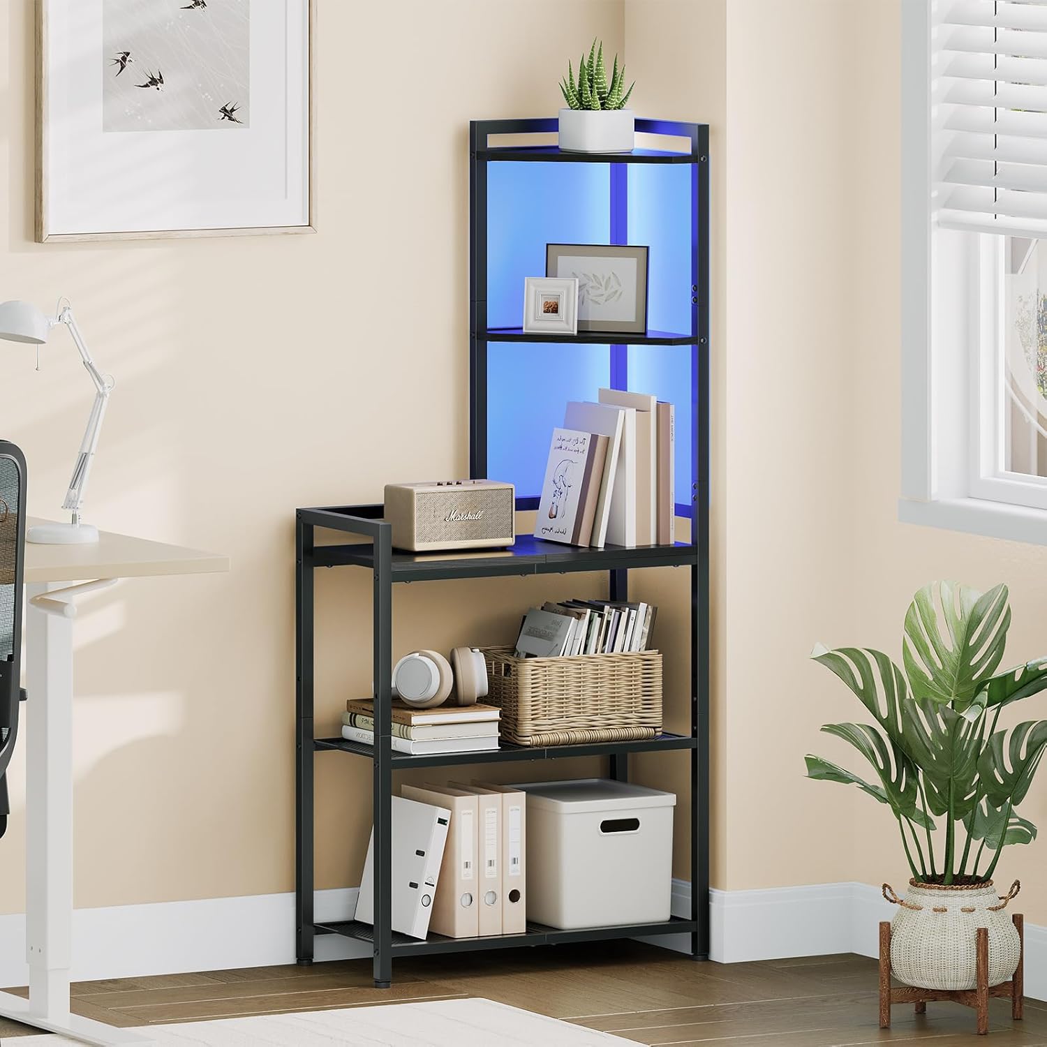 HOOBRO 5-Tier Corner Shelf with LED Light