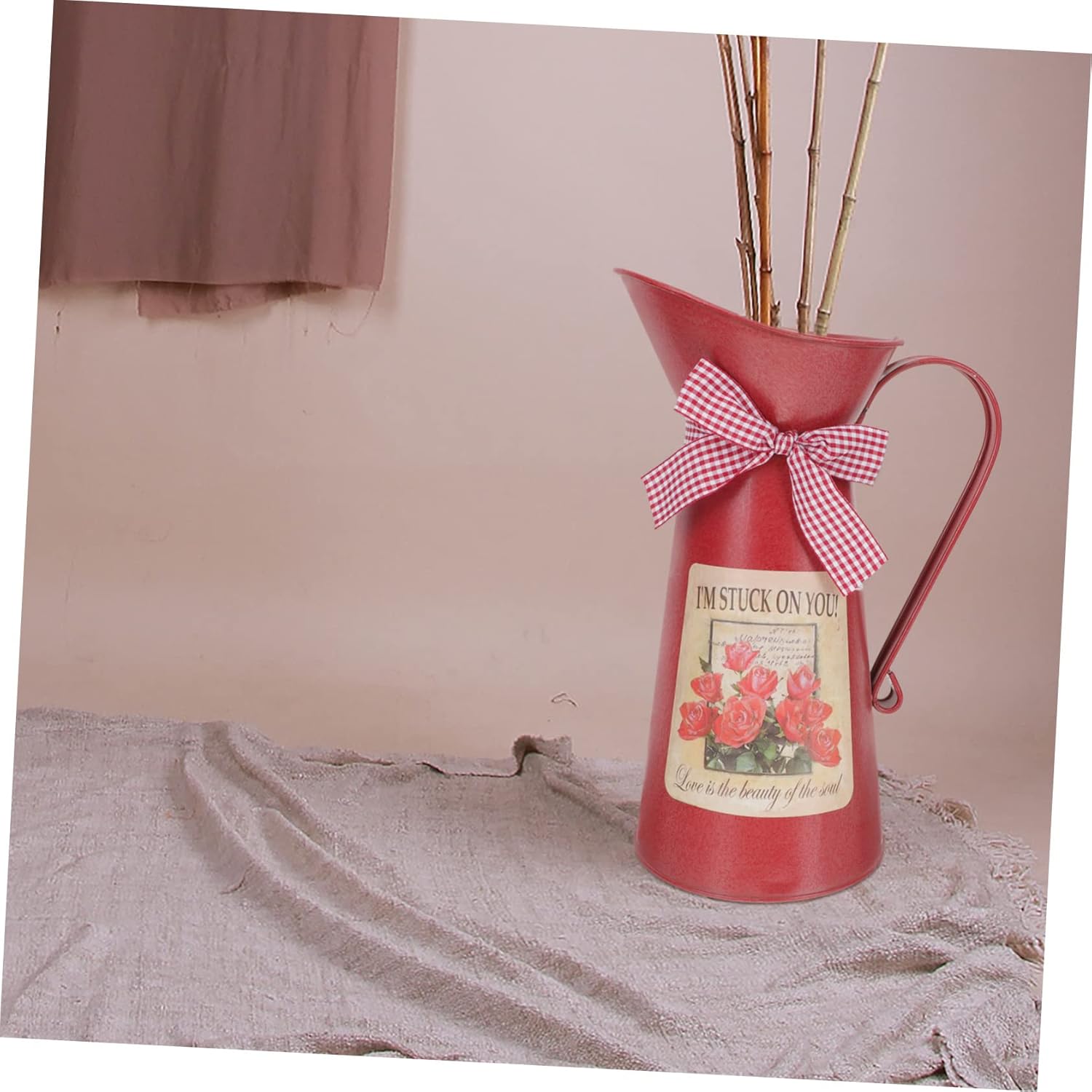 Rustic Metal Flower Bucket Vase for Home Decor