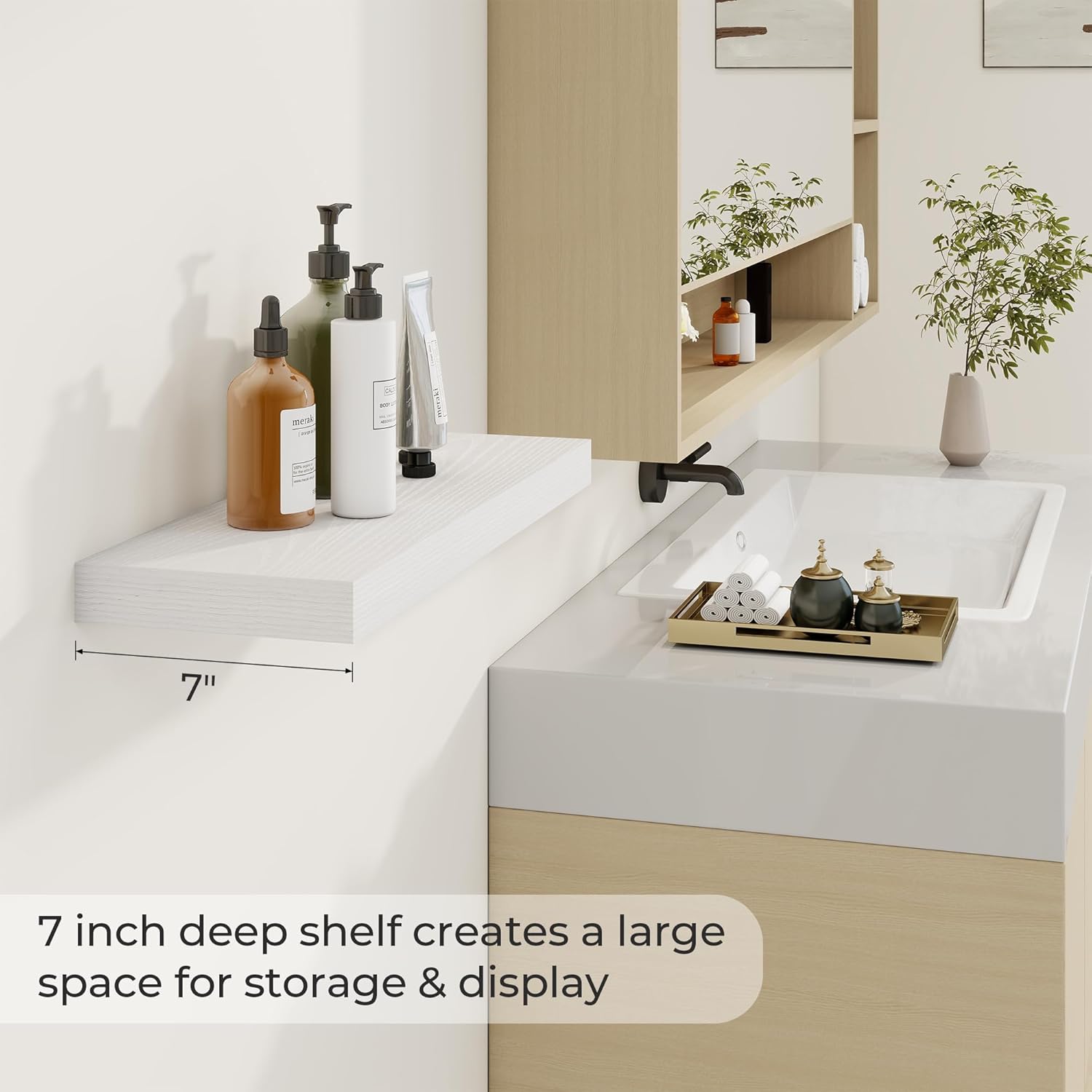Dreamland 24 Inch Floating Shelves Set of 2 White