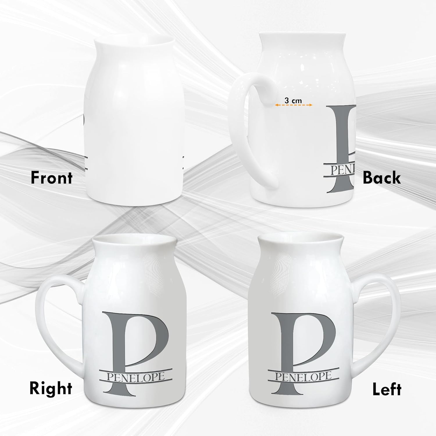 Personalized Initial Monogram Flower Vase Custom Alphabet Milk Jug Pitcher with Letter Name