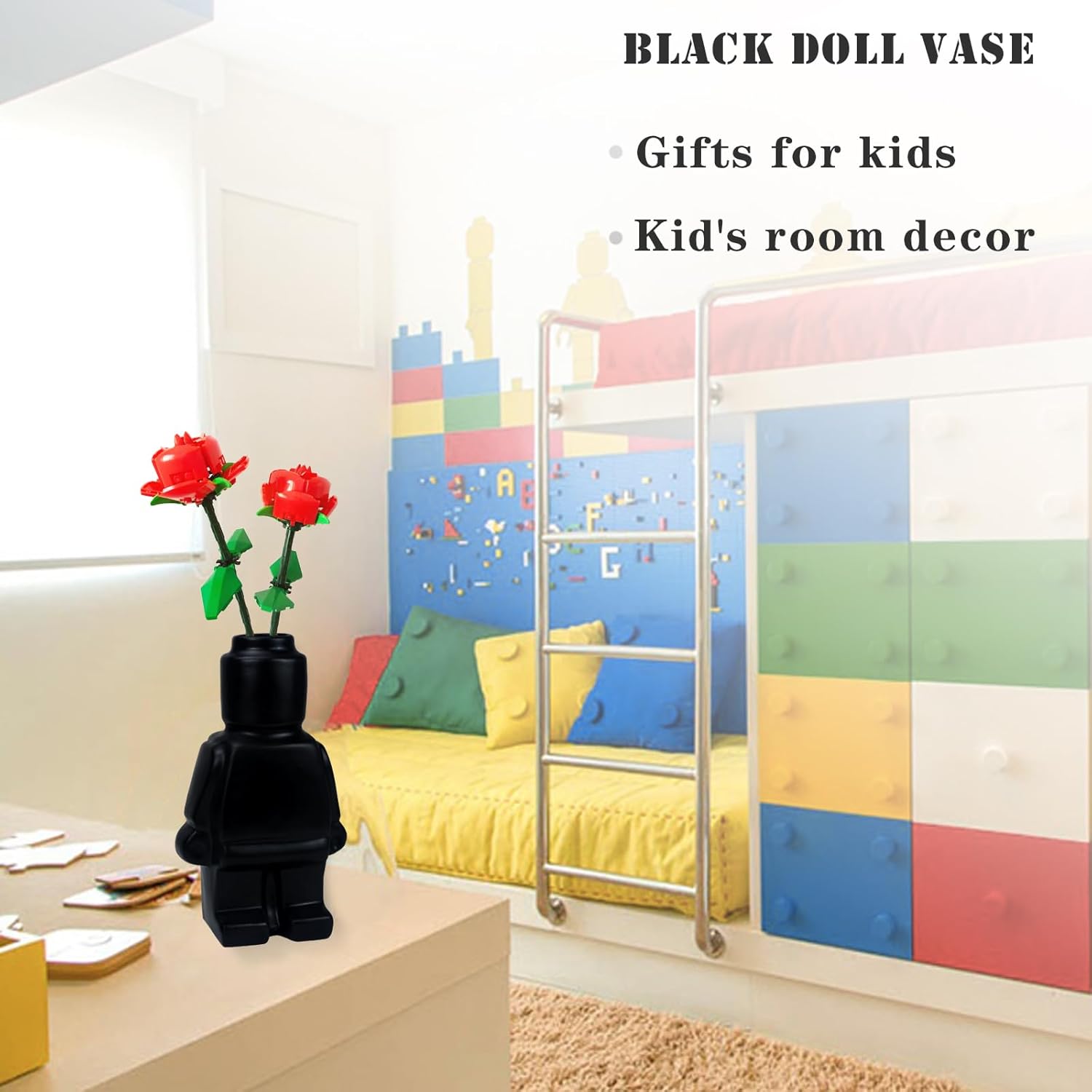 Cool Building Figures Vase for Flowers Black