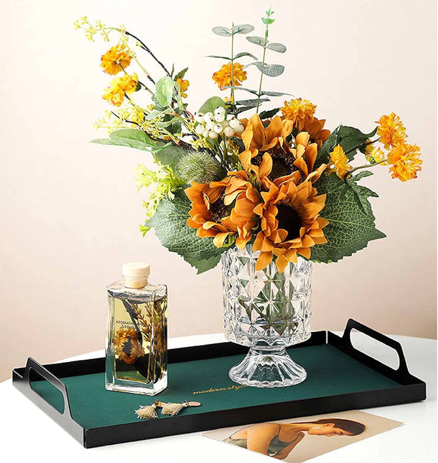 BLOFLO Embossed Glass Vase 7 Inch Crystal