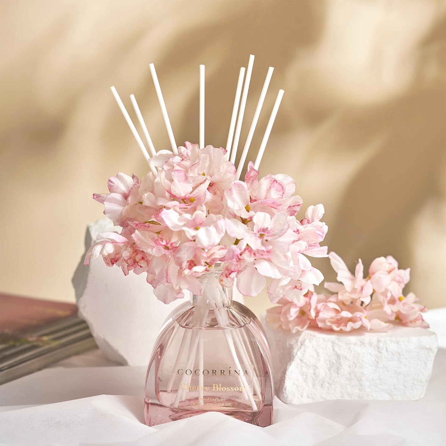 COCORRINA Cherry Blossom Reed Diffuser Set 85 Oz 8 Sticks