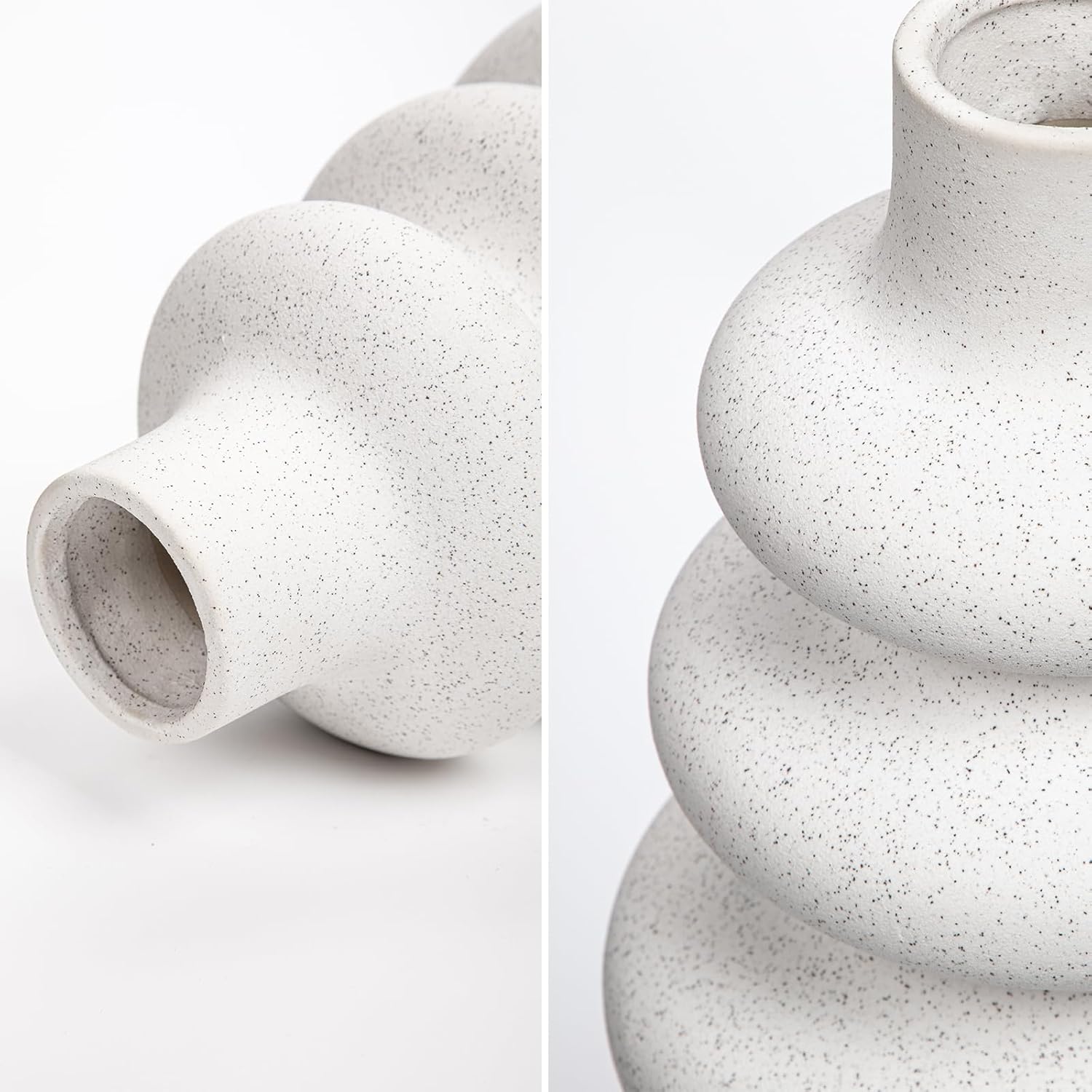Briful Ceramic White Stacked Circles Vase Set